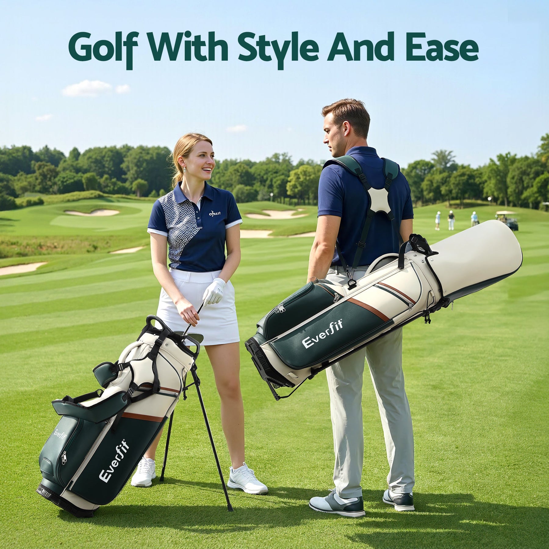Everfit Golf Stand Bag Lightweight Carry Bag Dual Strap Club Divider - SportZone.co.nz