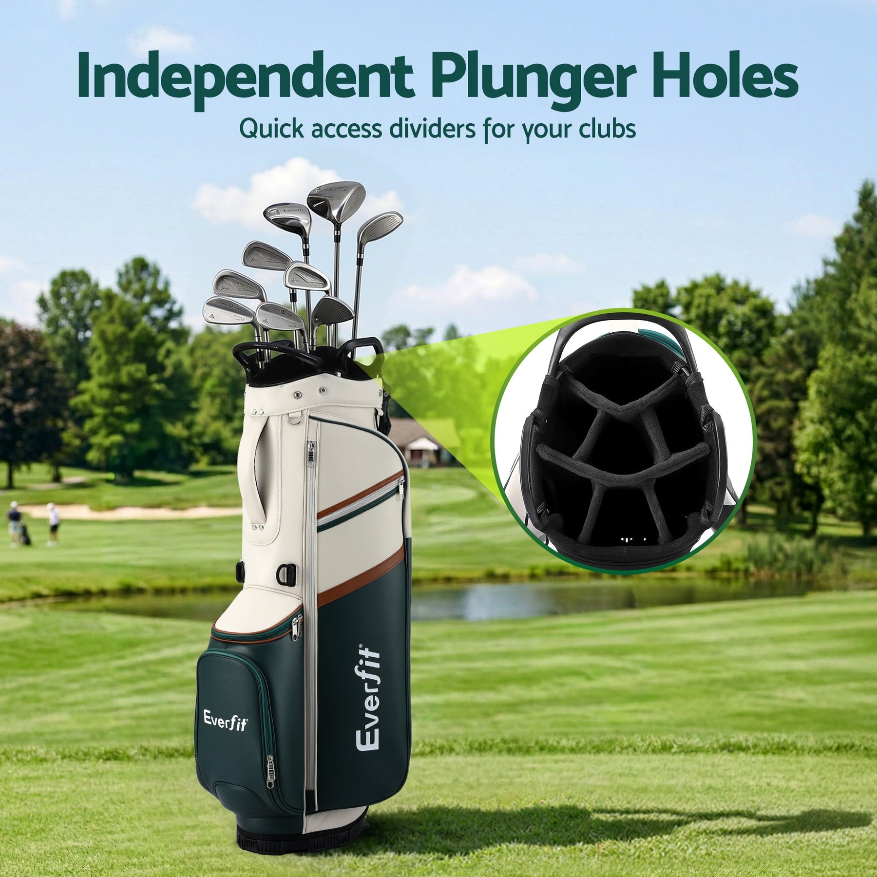 Everfit Golf Stand Bag Lightweight Carry Bag Dual Strap Club Divider - SportZone.co.nz