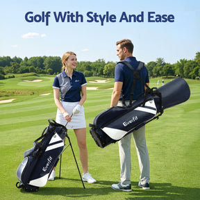Everfit Golf Stand Bag Lightweight Carry Bag Dual Strap Club Divider Blue - SportZone.co.nz