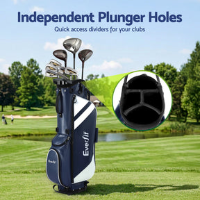 Everfit Golf Stand Bag Lightweight Carry Bag Dual Strap Club Divider Blue - SportZone.co.nz