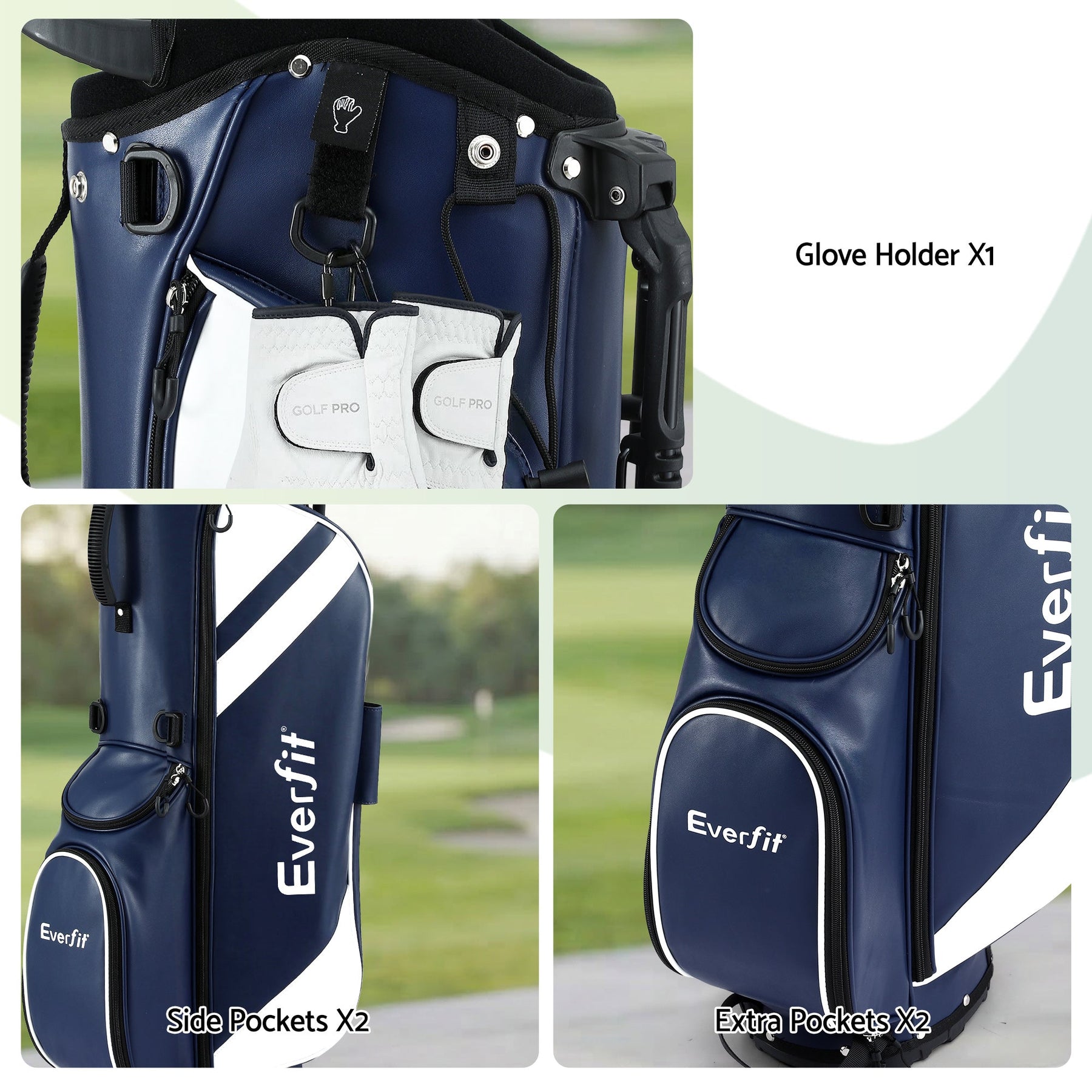 Everfit Golf Stand Bag Lightweight Carry Bag Dual Strap Club Divider Blue - SportZone.co.nz