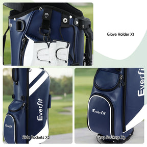 Everfit Golf Stand Bag Lightweight Carry Bag Dual Strap Club Divider Blue - SportZone.co.nz