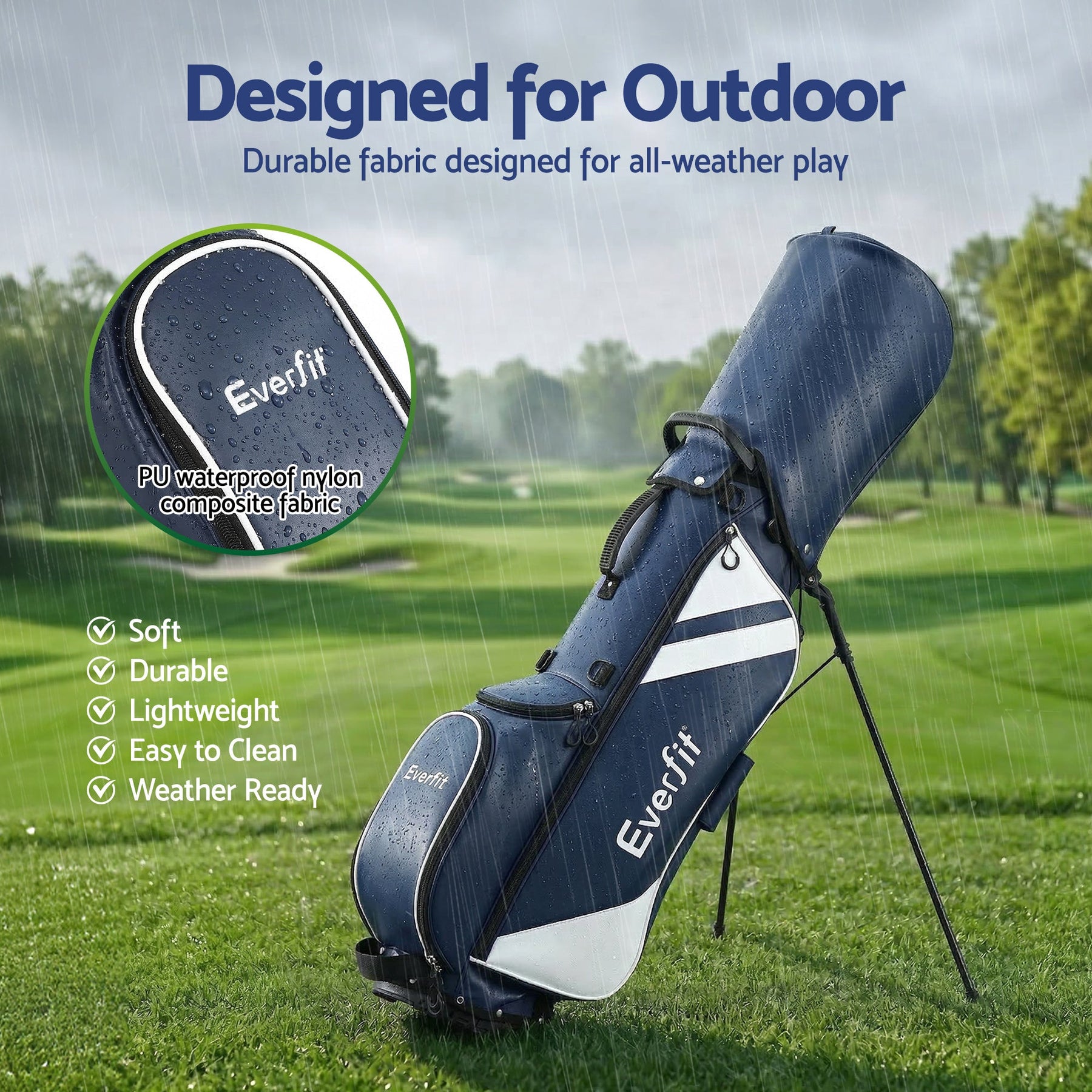 Everfit Golf Stand Bag Lightweight Carry Bag Dual Strap Club Divider Blue - SportZone.co.nz