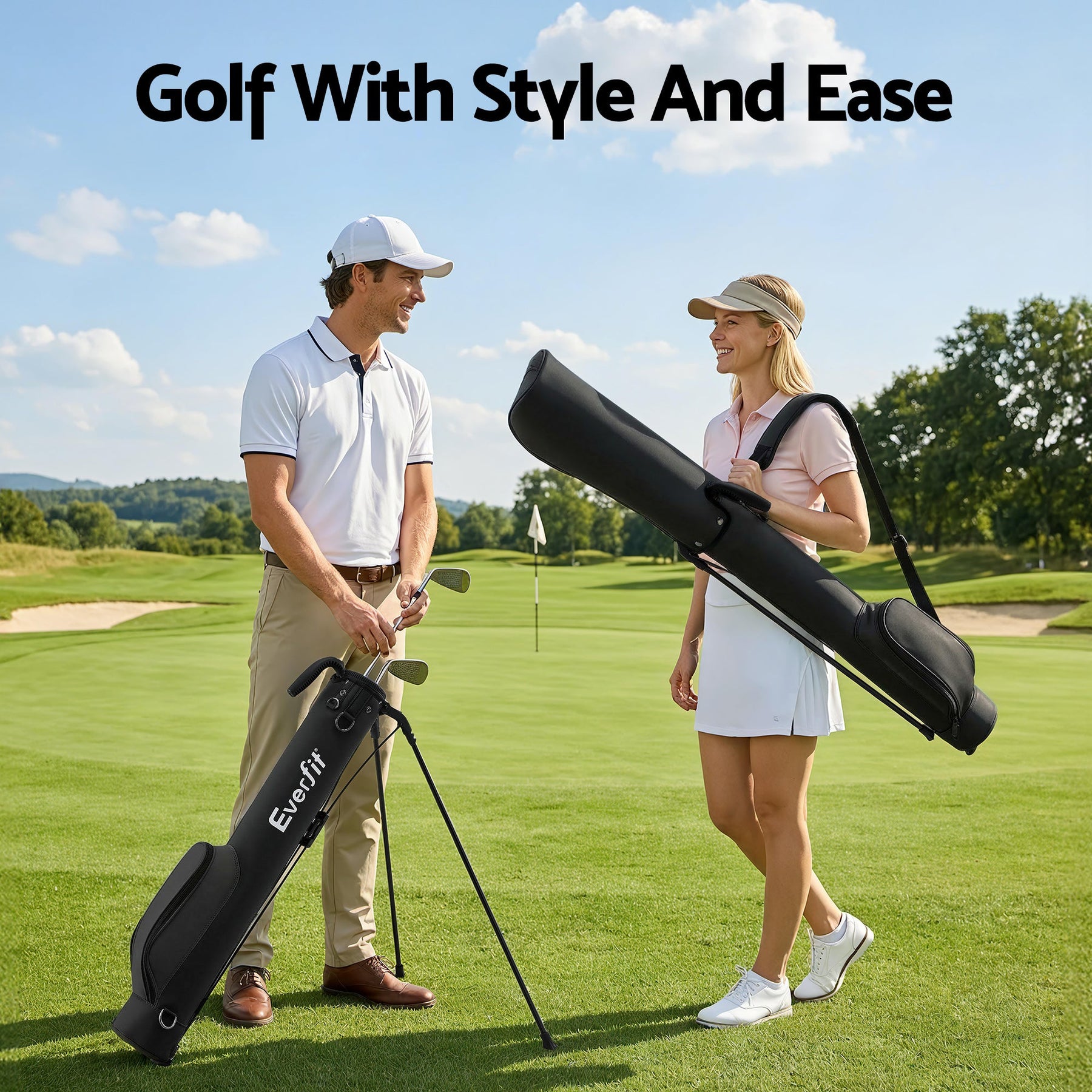 Everfit Golf Stand Bag Lightweight Sunday Pitch And Putt Bag Black - SportZone.co.nz