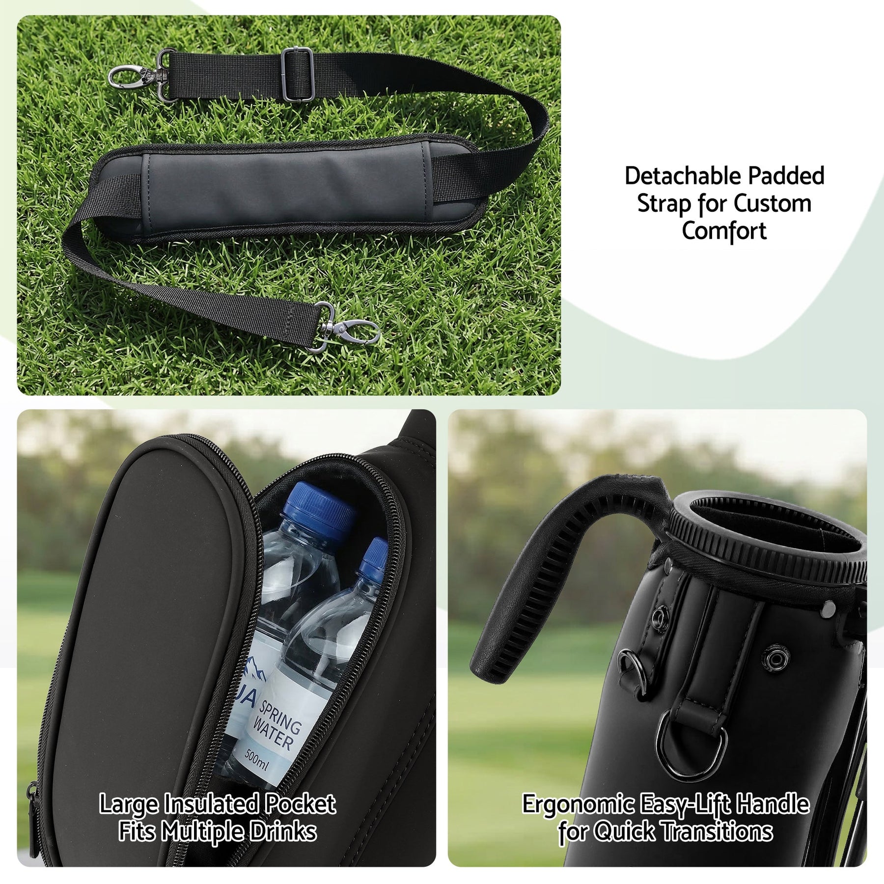 Everfit Golf Stand Bag Lightweight Sunday Pitch And Putt Bag Black - SportZone.co.nz