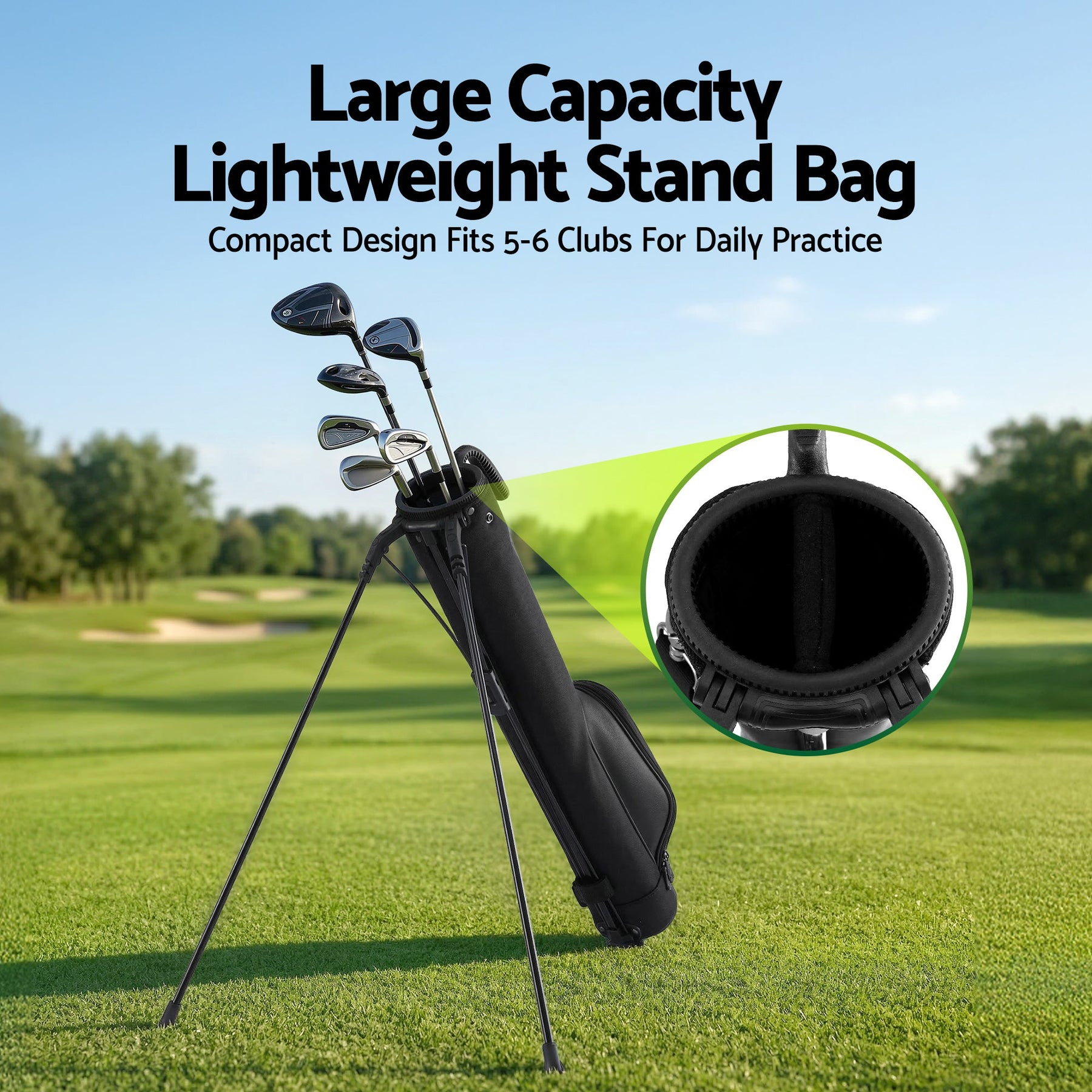Everfit Golf Stand Bag Lightweight Sunday Pitch And Putt Bag Black - SportZone.co.nz