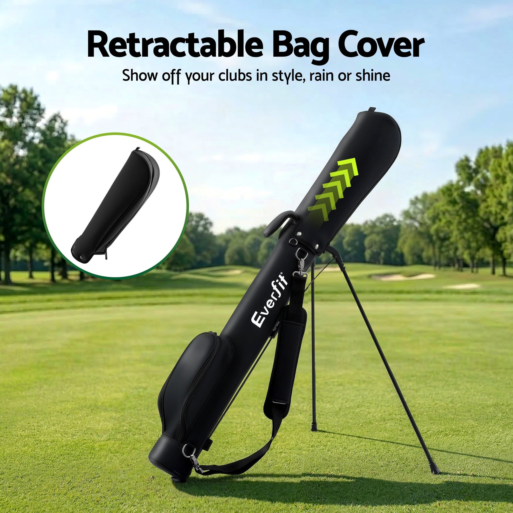Everfit Golf Stand Bag Lightweight Sunday Pitch And Putt Bag Black - SportZone.co.nz
