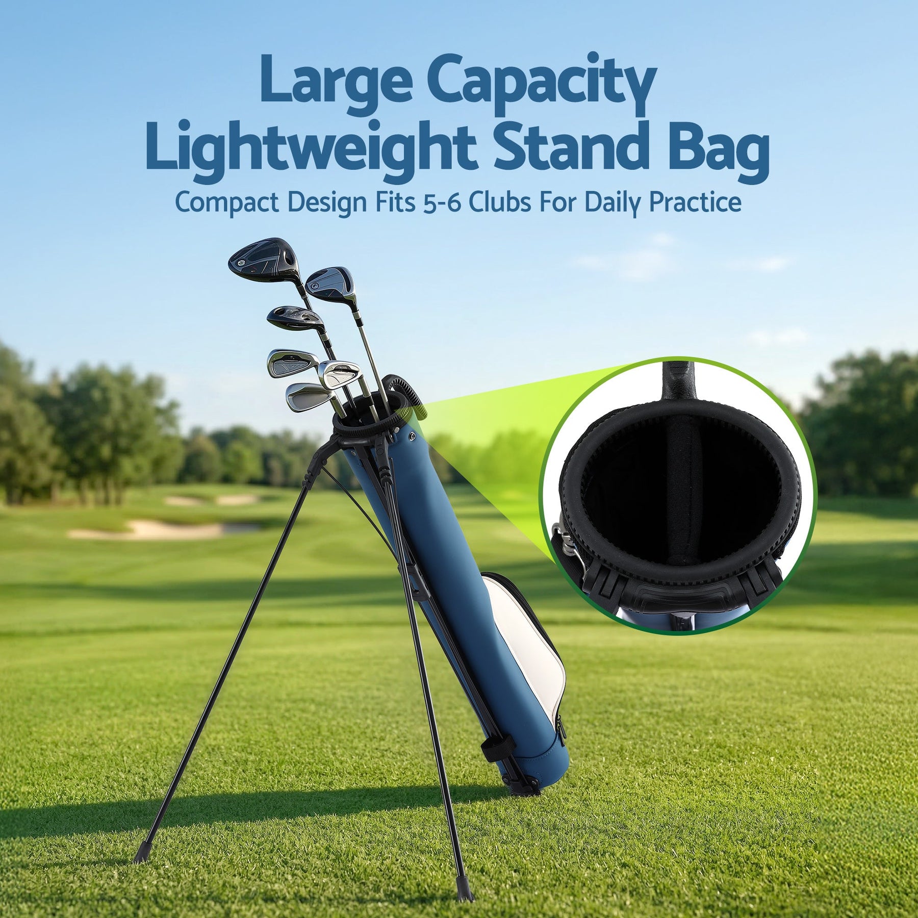 Everfit Golf Stand Bag Lightweight Sunday Pitch And Putt Bag Blue - SportZone.co.nz