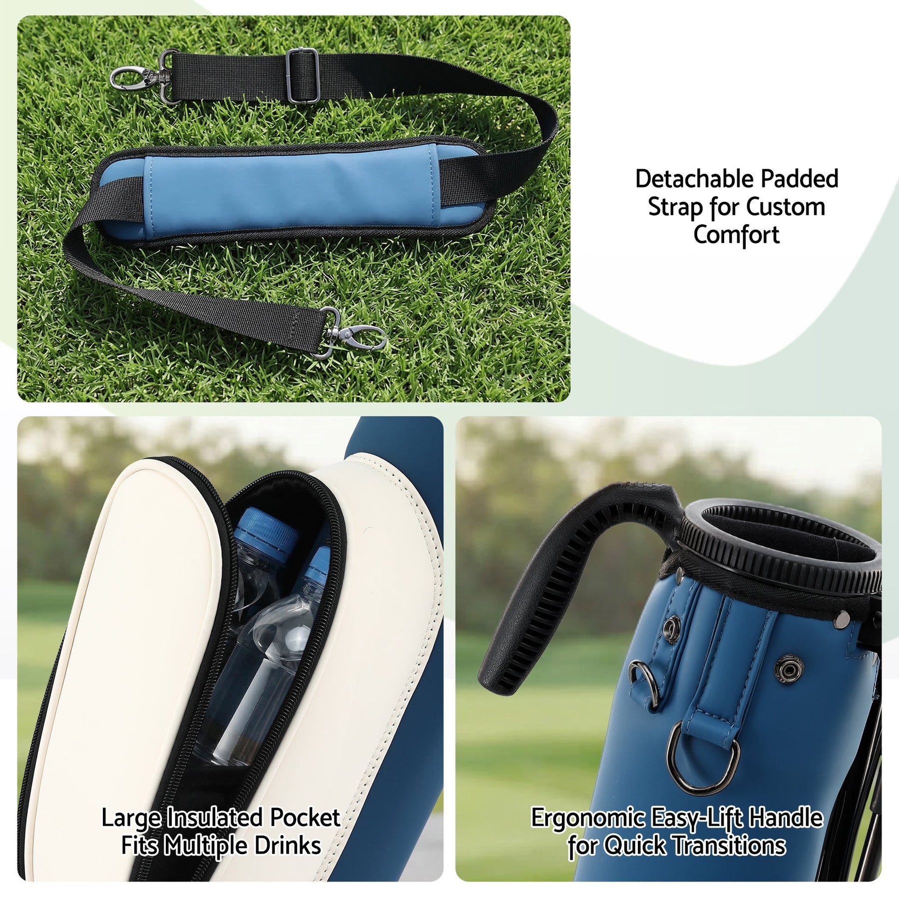 Everfit Golf Stand Bag Lightweight Sunday Pitch And Putt Bag Blue - SportZone.co.nz
