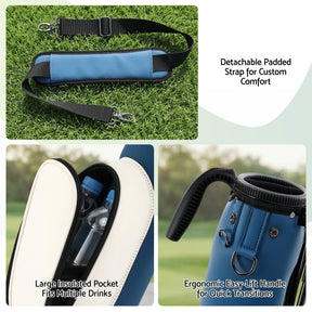Everfit Golf Stand Bag Lightweight Sunday Pitch And Putt Bag Blue - SportZone.co.nz