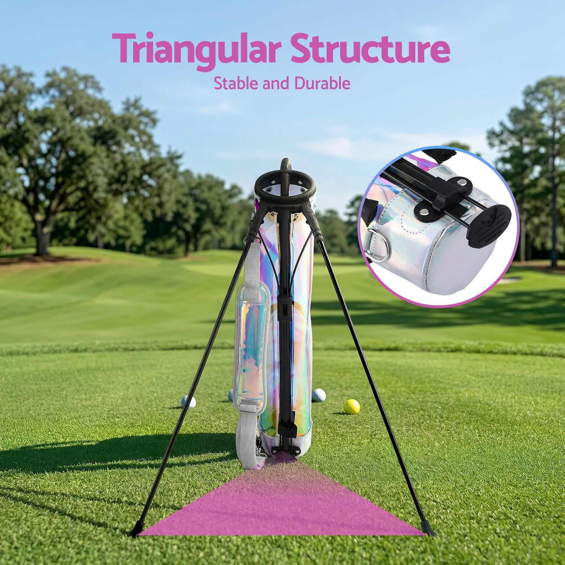 Everfit Golf Stand Bag Lightweight Sunday Pitch And Putt Bag Holographic - SportZone.co.nz