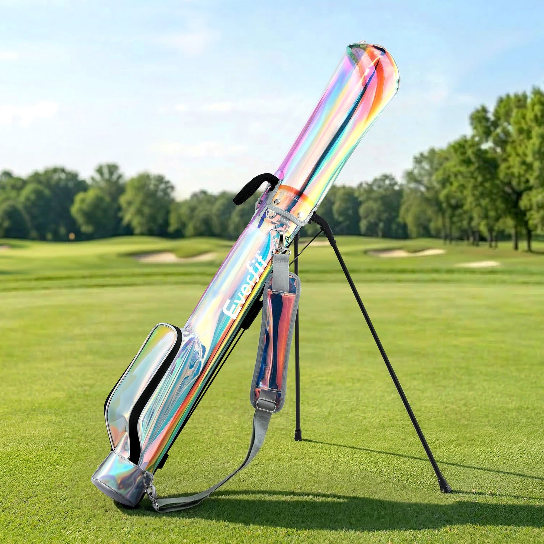 Everfit Golf Stand Bag Lightweight Sunday Pitch And Putt Bag Holographic - SportZone.co.nz