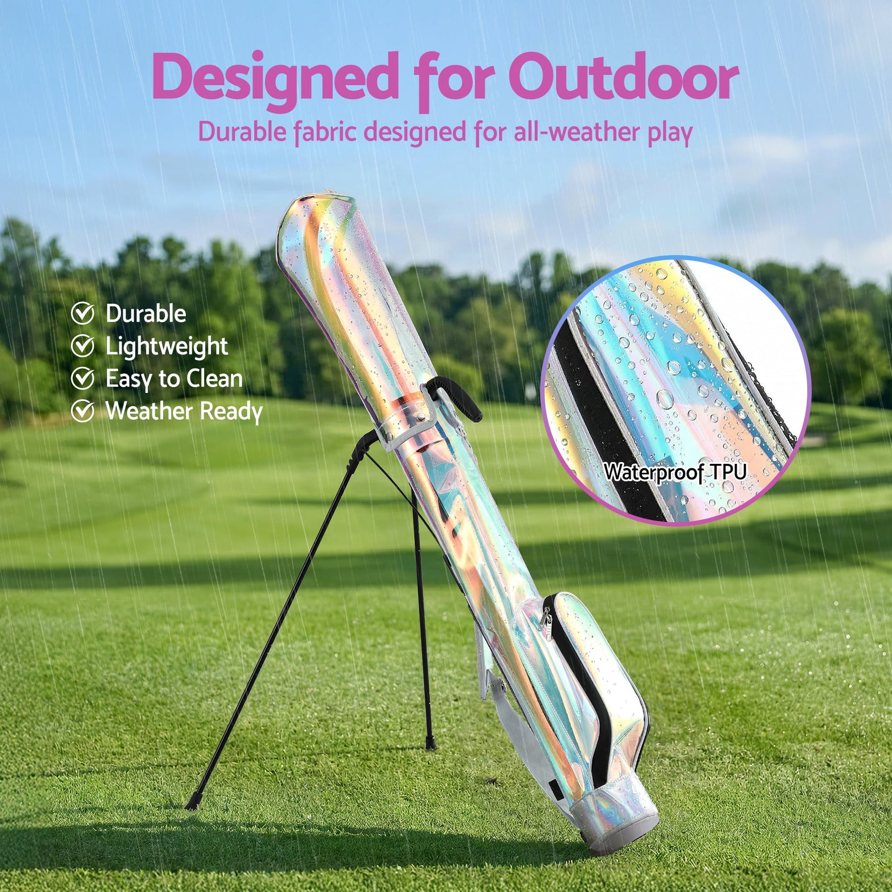 Everfit Golf Stand Bag Lightweight Sunday Pitch And Putt Bag Holographic - SportZone.co.nz