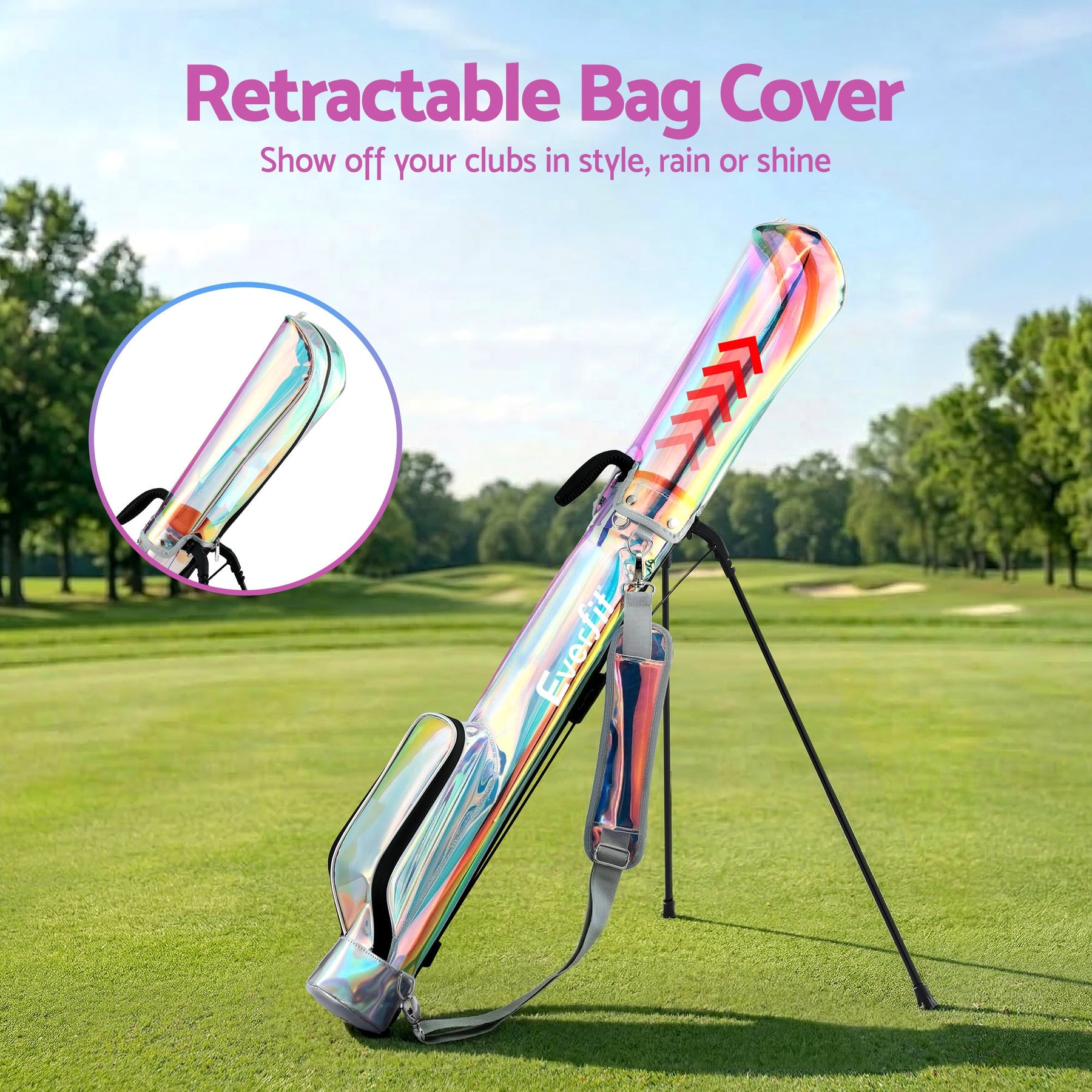 Everfit Golf Stand Bag Lightweight Sunday Pitch And Putt Bag Holographic - SportZone.co.nz