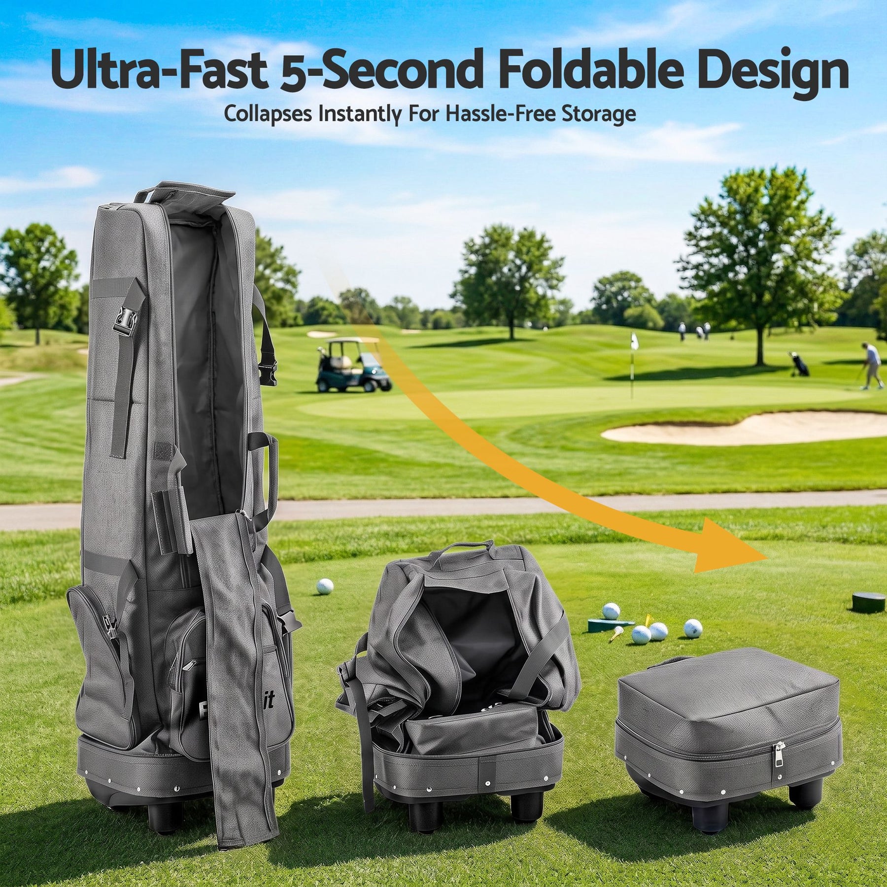 Everfit Golf Travel Bag Flight Cover Foldable Soft Case Wheels Grey - SportZone.co.nz