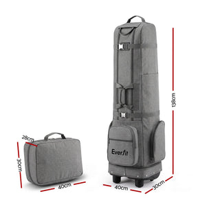 Everfit Golf Travel Bag Flight Cover Foldable Soft Case Wheels Grey - SportZone.co.nz
