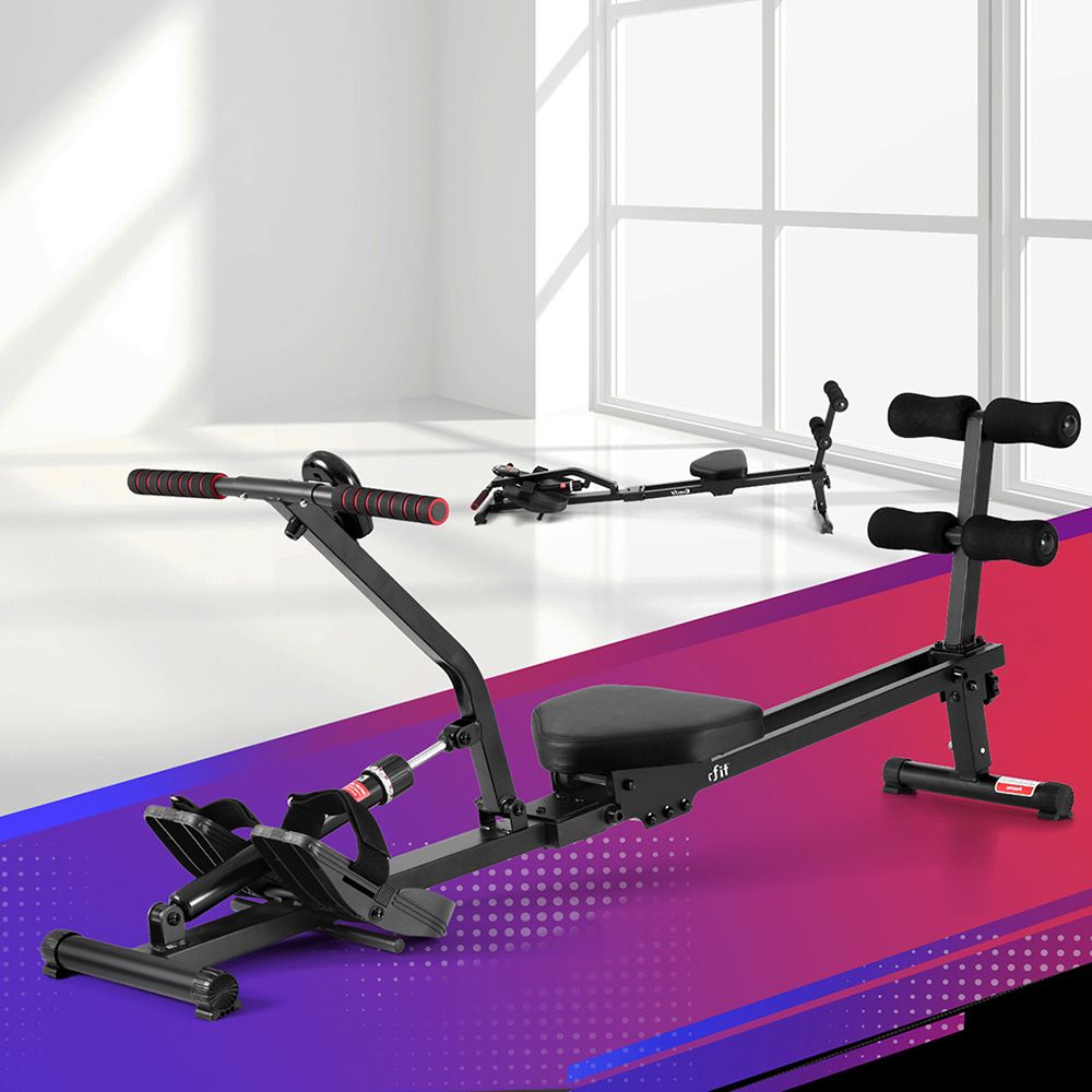 Everfit Hydraulic Rowing Machine Rower 12 Levels Resistance Exercise Fitness Gym Cardio - SportZone.co.nz