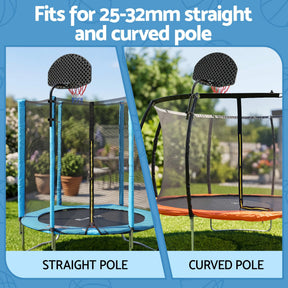 Everfit Kids Basketball Hoop with Ball and Pump Fit for Trampoline 25mm-32mm Poles Black - SportZone.co.nz
