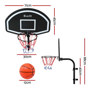 Everfit Kids Basketball Hoop with Ball and Pump Fit for Trampoline 25mm-32mm Poles Black - SportZone.co.nz