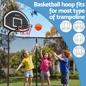 Everfit Kids Basketball Hoop with Ball and Pump Fit for Trampoline 25mm-32mm Poles Black - SportZone.co.nz