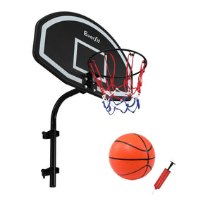 Everfit Kids Basketball Hoop with Ball and Pump Fit for Trampoline 25mm-32mm Poles Black - SportZone.co.nz