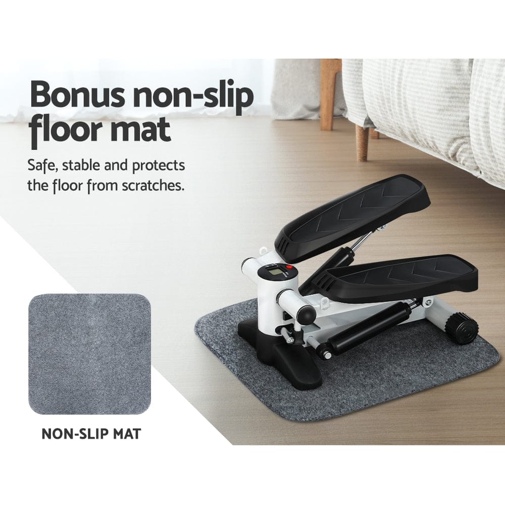 Everfit Mini Stepper with Resistance Rope Aerobic Trainer 150KG White - SportZone.co.nz