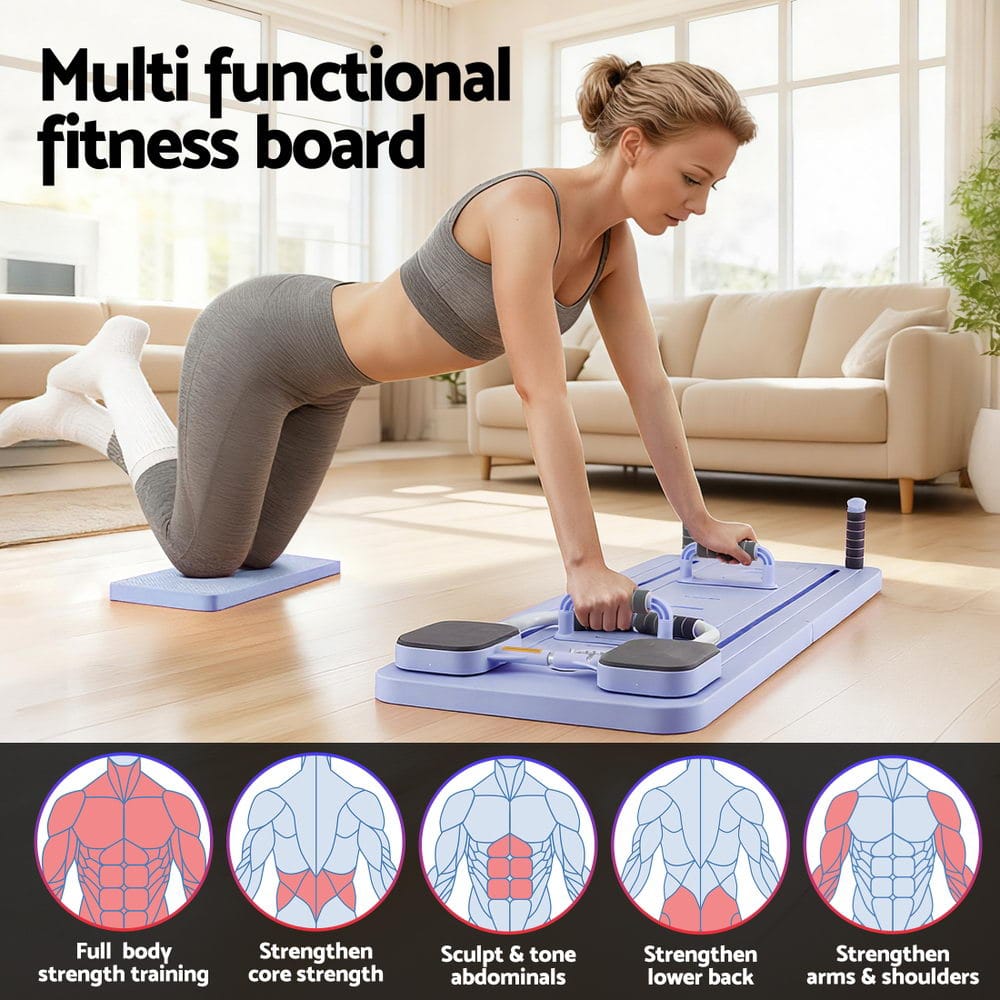 Everfit Pilates Reformer Abdominal Exercise Board Push Up Set Fitness Purple - SportZone.co.nz