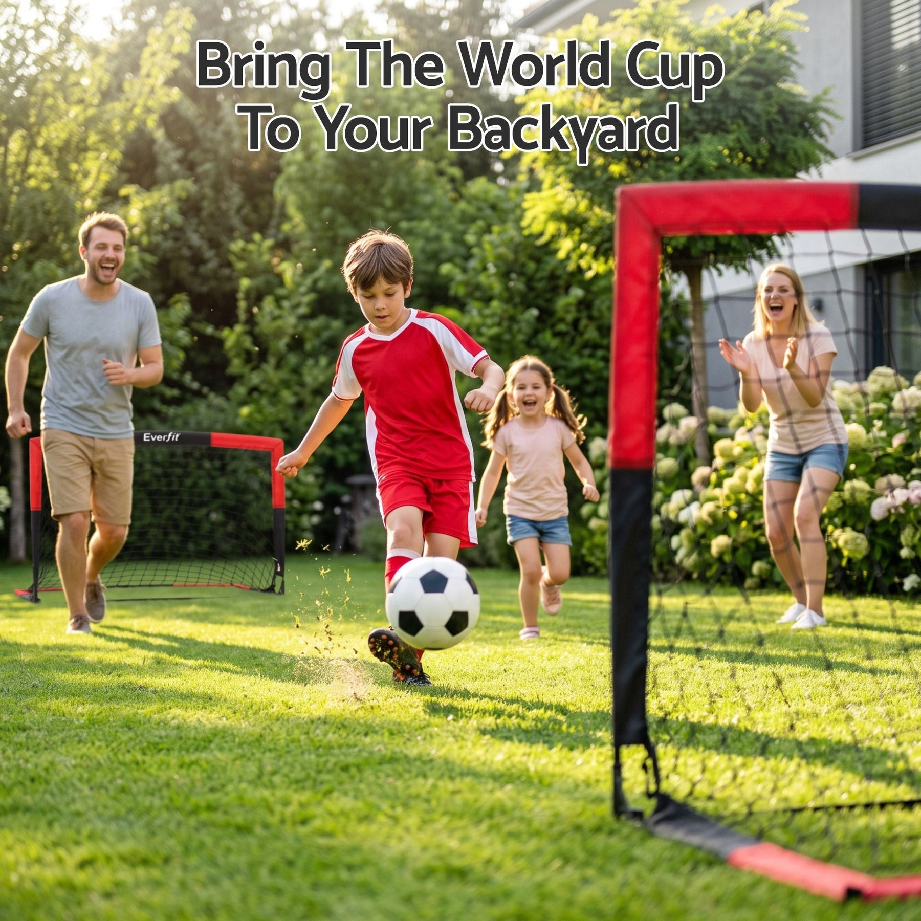 Everfit Pop Up Soccer Goal Nets Heavy Duty Portable Kids Training Set 2 Pcs Red - SportZone.co.nz