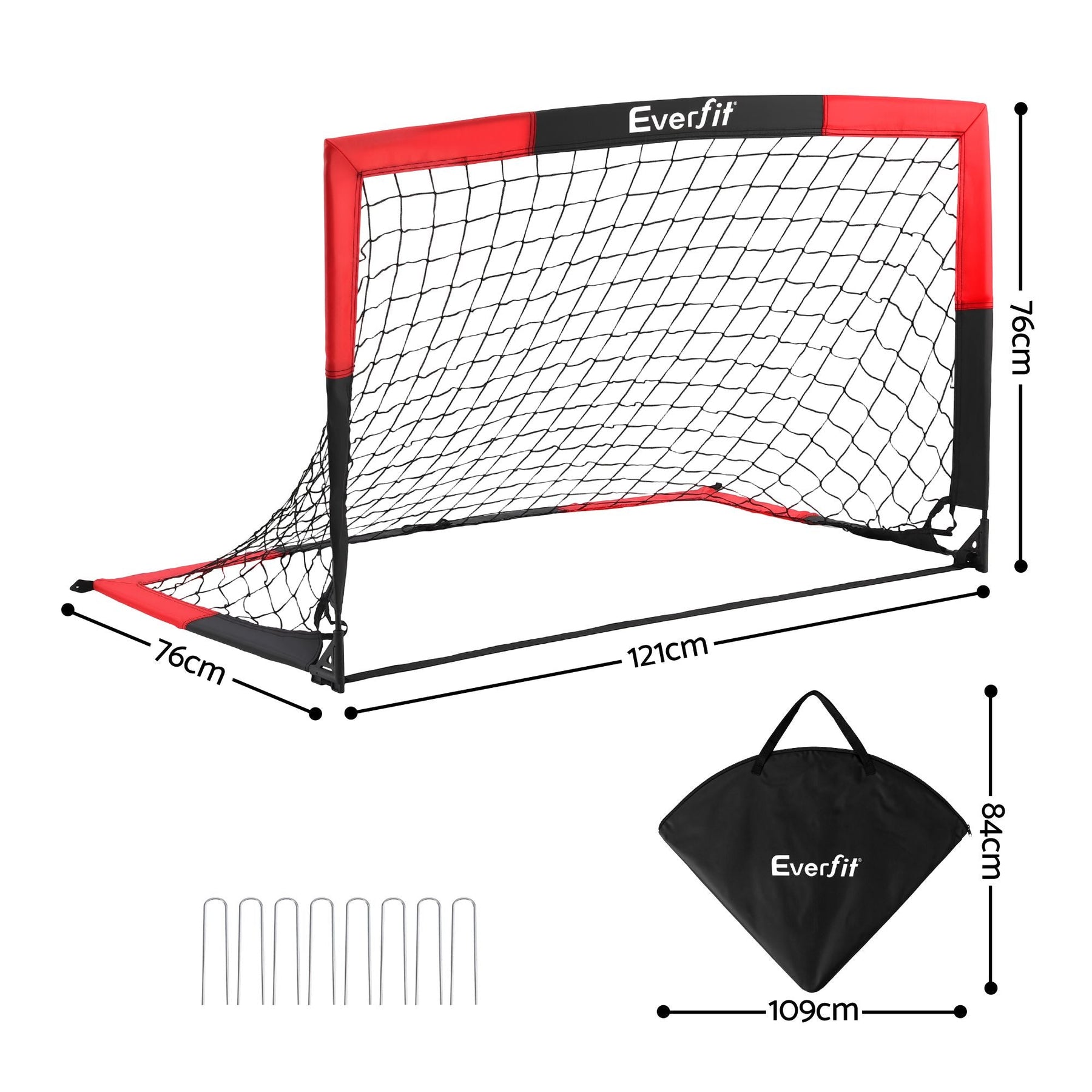 Everfit Pop Up Soccer Goal Nets Heavy Duty Portable Kids Training Set 2 Pcs Red - SportZone.co.nz