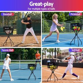 Everfit Portable Ball Cart Foldable Pickleball Tennis Baseball Softball - SportZone.co.nz