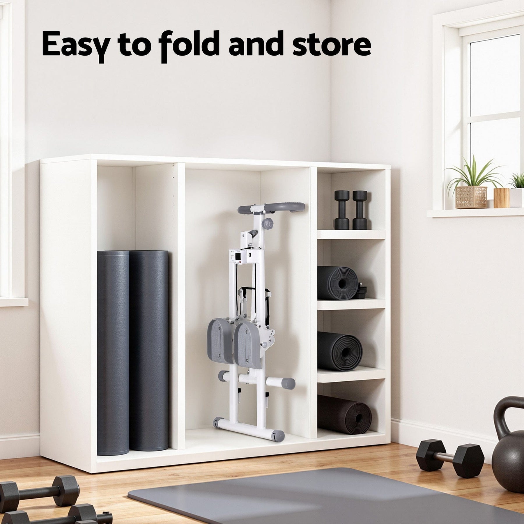 Everfit Step Machine Stair Climber for Home Gym Exercise Foldable LED Display Adjustable Handlebar - SportZone.co.nz