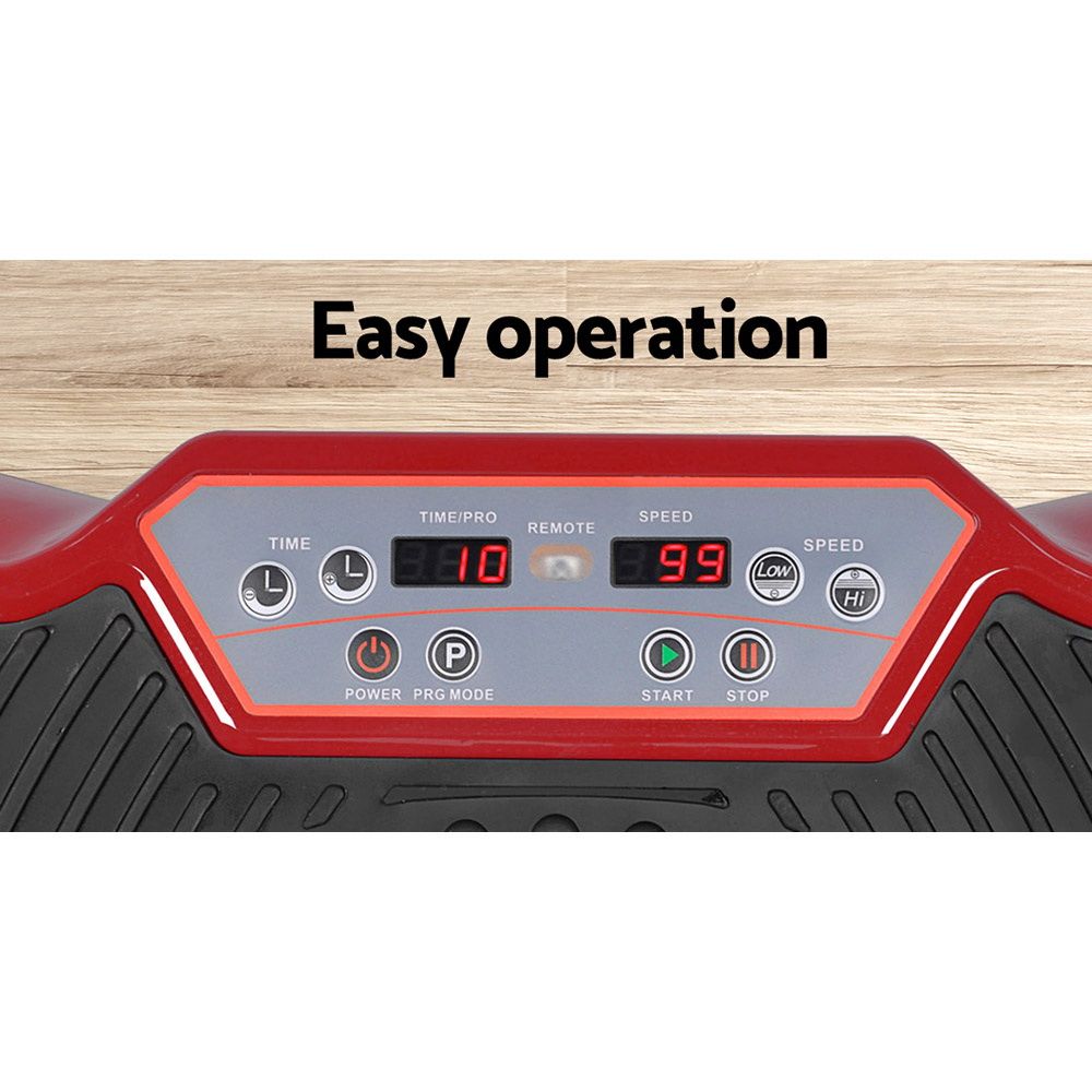 Everfit Vibration Machine Platform Resistance Rope Home Fitness Dark Red - SportZone.co.nz