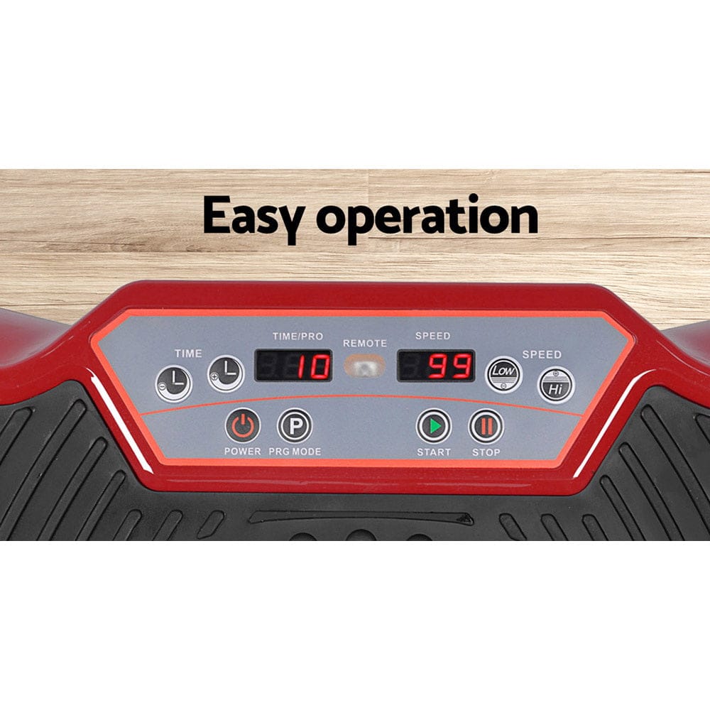 Everfit Vibration Machine Platform Resistance Rope Home Fitness Dark Red - SportZone.co.nz