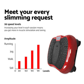 Everfit Vibration Machine Platform Resistance Rope Home Fitness Dark Red - SportZone.co.nz