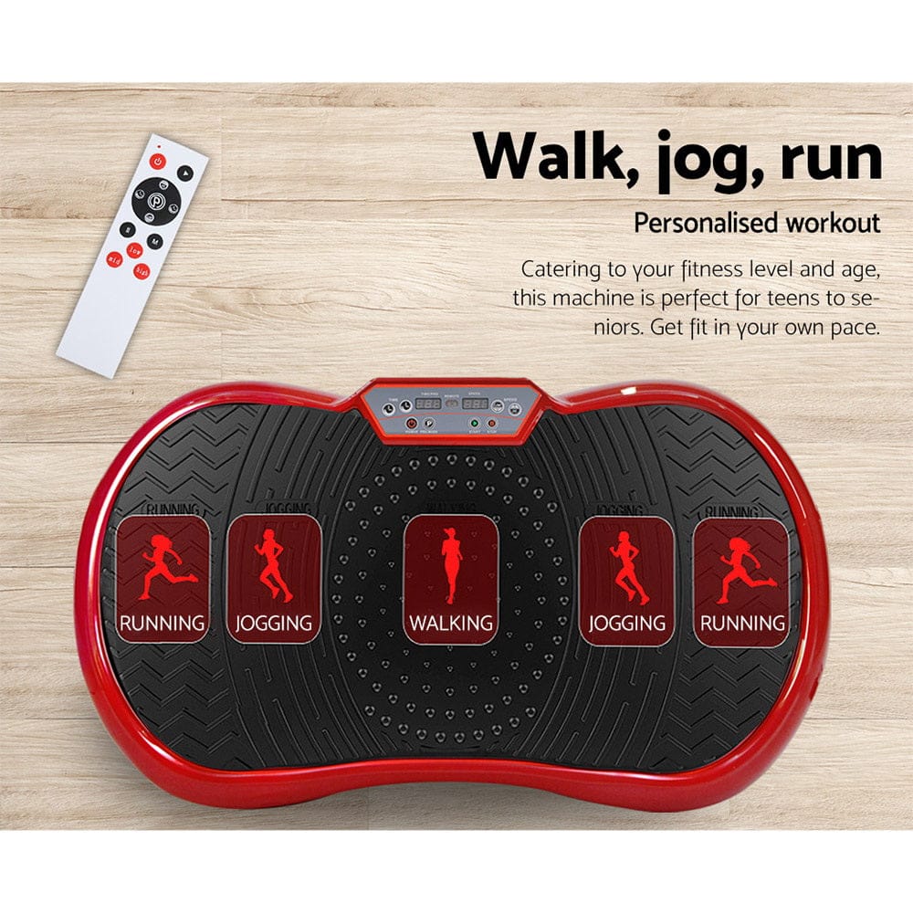 Everfit Vibration Machine Platform Resistance Rope Home Fitness Dark Red - SportZone.co.nz