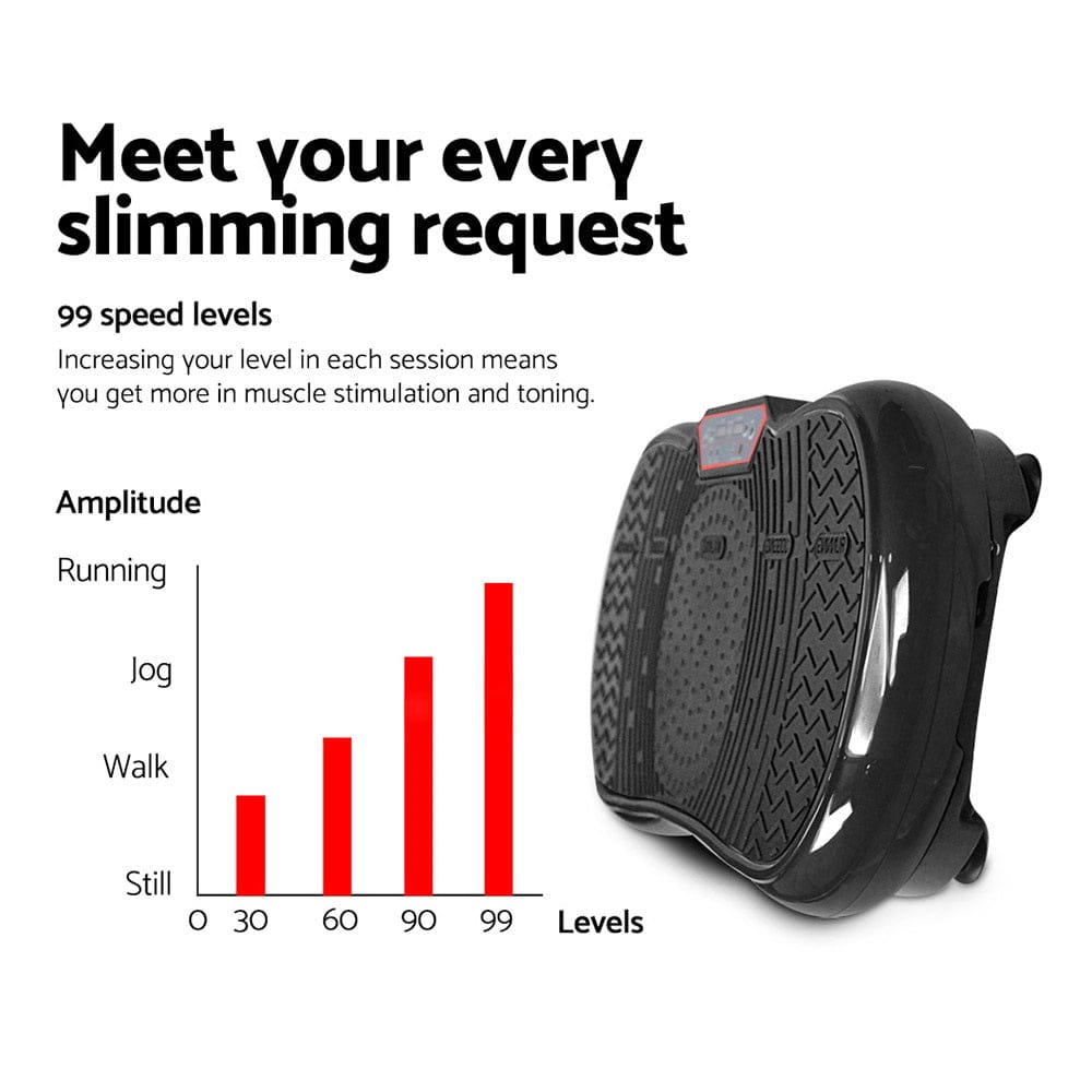 Everfit Vibration Machine Platform Vibrator Resistance Rope Home Fitness Black - SportZone.co.nz