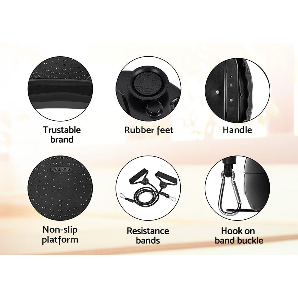 Everfit Vibration Machine Platform Vibrator Resistance Rope Home Fitness Black - SportZone.co.nz