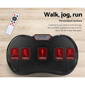 Everfit Vibration Machine Platform Vibrator Resistance Rope Home Fitness Black - SportZone.co.nz