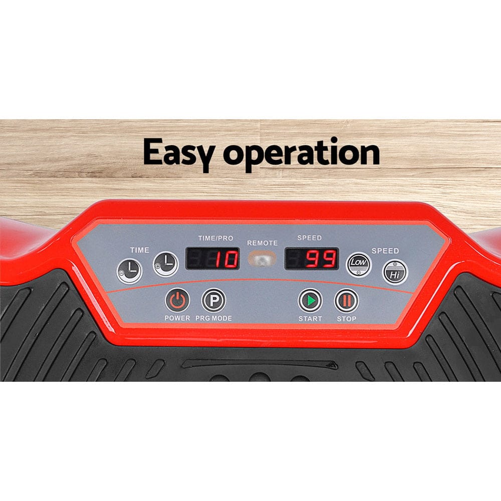 Everfit Vibration Machine Platform Vibrator Resistance Rope Home Fitness Red - SportZone.co.nz