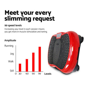 Everfit Vibration Machine Platform Vibrator Resistance Rope Home Fitness Red - SportZone.co.nz