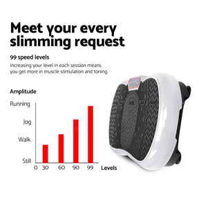 Everfit Vibration Machine Platform Vibrator Resistance Rope Home Fitness White - SportZone.co.nz