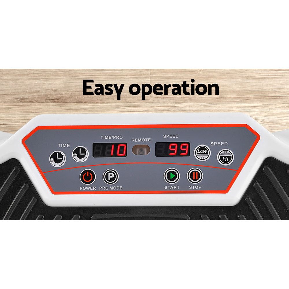 Everfit Vibration Machine Platform Vibrator Resistance Rope Home Fitness White - SportZone.co.nz
