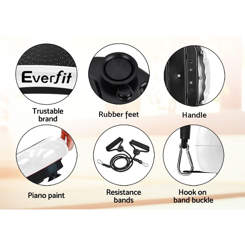 Everfit Vibration Machine Platform Vibrator Resistance Rope Home Fitness White - SportZone.co.nz