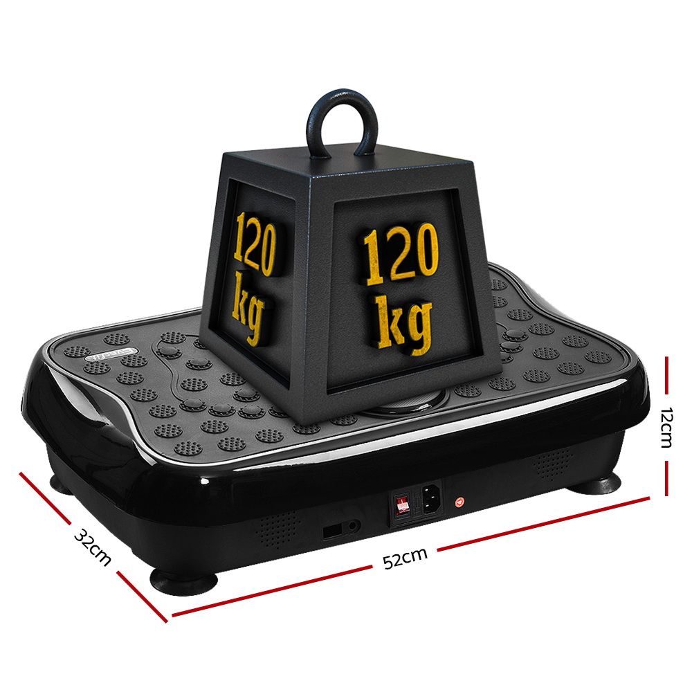Everfit Vibration Machine Platform Vibrator With Resistance Rope Home Gym Black - SportZone.co.nz