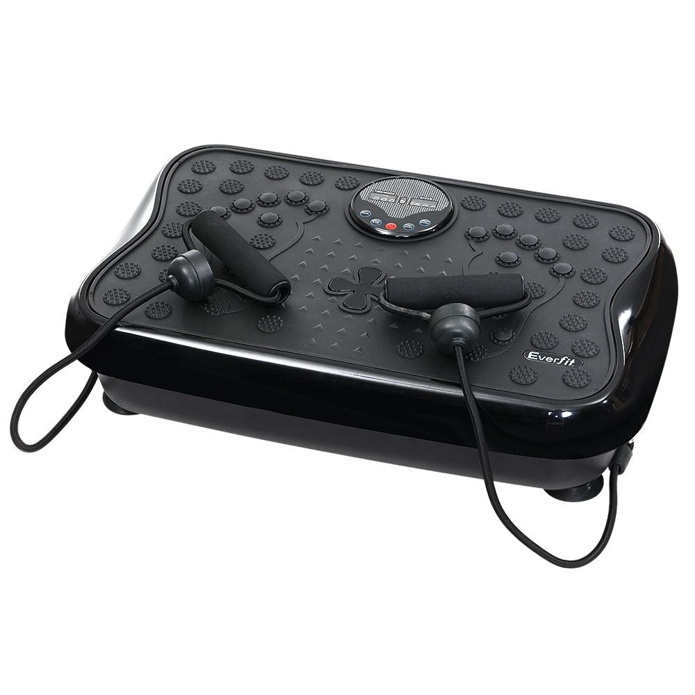 Everfit Vibration Machine Platform Vibrator With Resistance Rope Home Gym Black - SportZone.co.nz