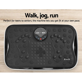 Everfit Vibration Machine Platform Vibrator With Resistance Rope Home Gym Black - SportZone.co.nz