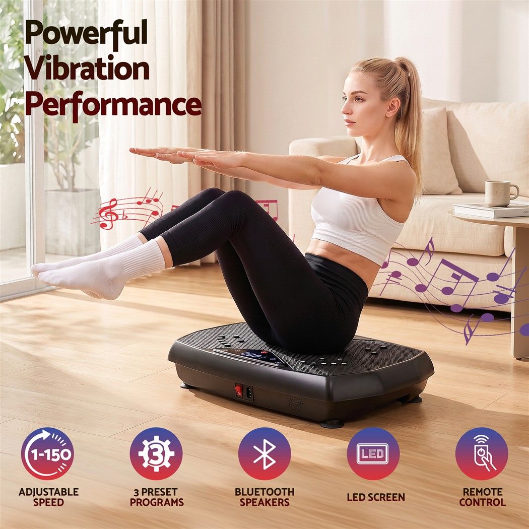 Everfit Vibration Plate Exercise Machine with Bluetooth - 150kg Fitness Platform, 150 Speed Levels - SportZone.co.nz
