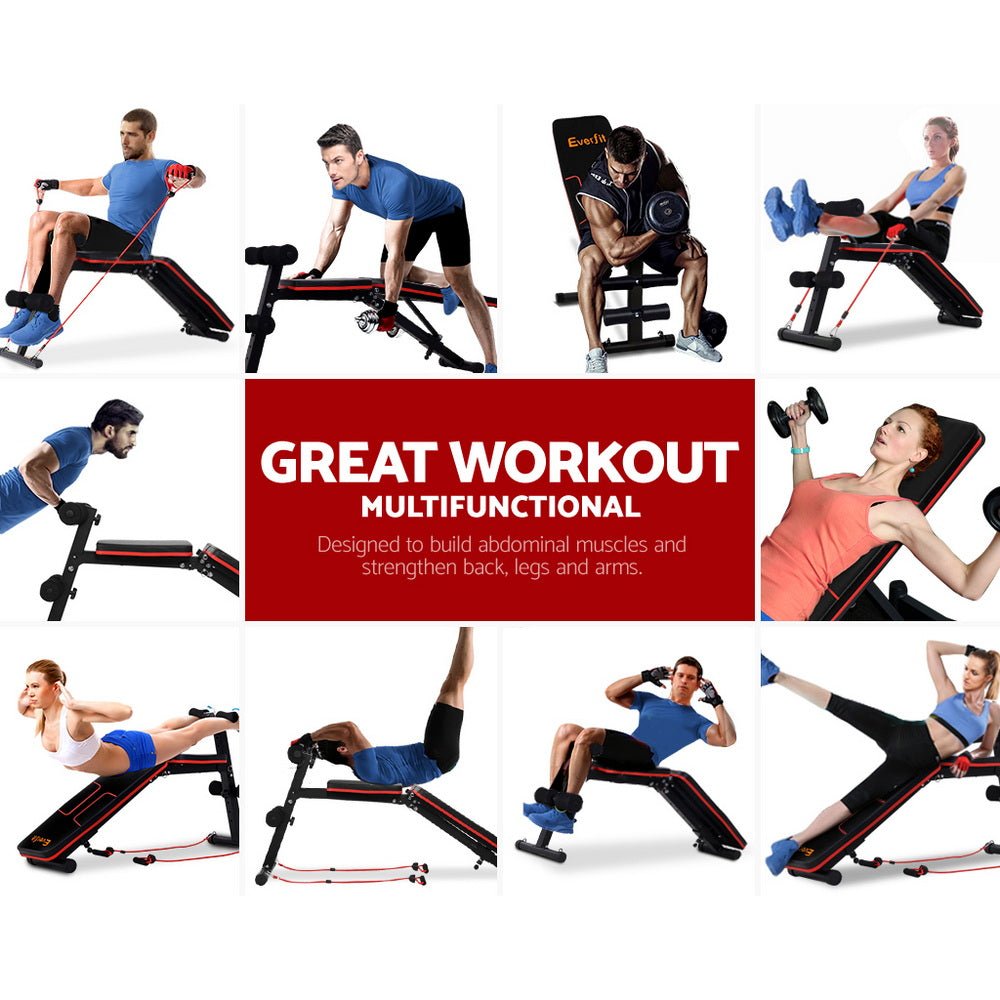 Everfit Weight Bench Adjustable FID Bench Press Home Gym 150kg Capacity - SportZone.co.nz