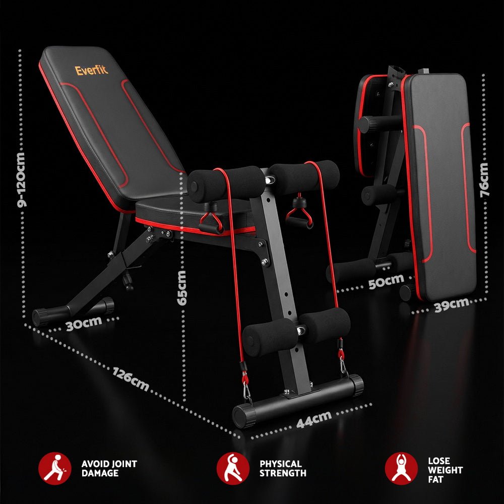 Everfit Weight Bench Adjustable FID Bench Press Home Gym 150kg Capacity - SportZone.co.nz