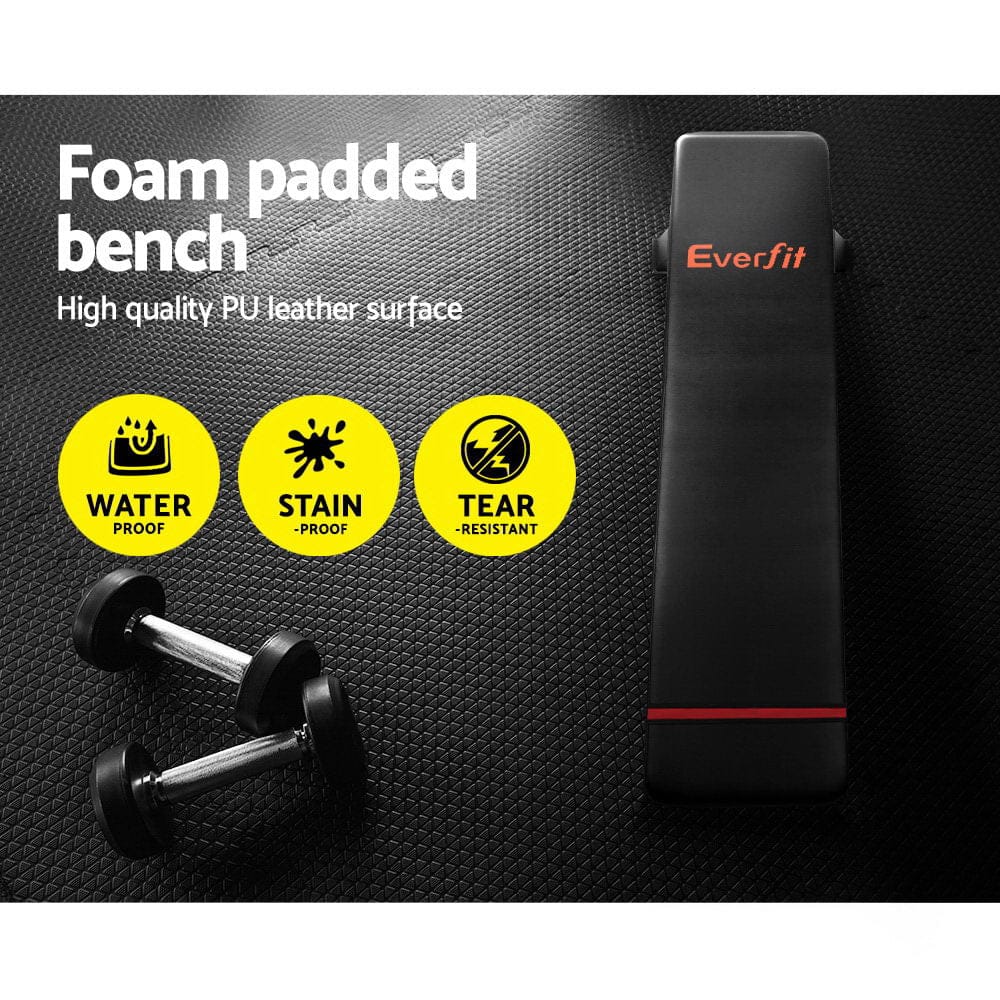 Everfit Weight Bench Flat Bench Press Home Gym Equipment 300kg Capacity - SportZone.co.nz